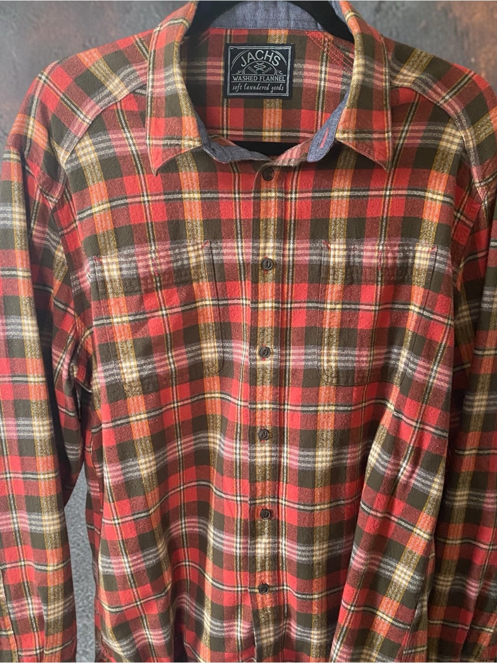 JACHS NY - Washed Flannel Button-Down Shirt Plaid